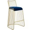 Modway Rivulet Gold Stainless Steel Performance Velvet Bar Stool Gold Navy