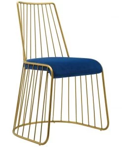 Modway Rivulet Gold Stainless Steel Performance Velvet Dining Chair Set Of 2 Gold Navy