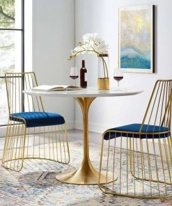 Modway Rivulet Gold Stainless Steel Performance Velvet Dining Chair Set Of 2 Gold Navy 8 Modway Rivulet Gold Stainless Steel Performance Velvet Dining Chair Set Of 2 Gold Navy