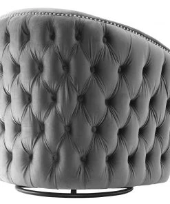 Modway Rogue Swivel Performance Velvet Armchair Gray