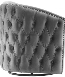 Modway Rogue Swivel Performance Velvet Armchair Gray