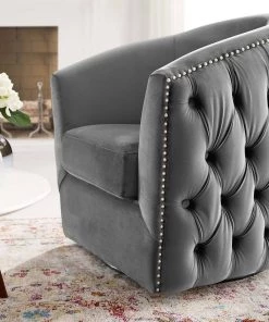 Modway Rogue Swivel Performance Velvet Armchair Gray