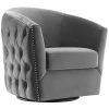 Modway Rogue Swivel Performance Velvet Armchair Gray
