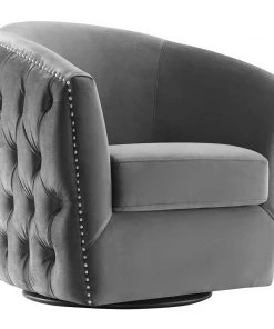 Modway Rogue Swivel Performance Velvet Armchair Gray
