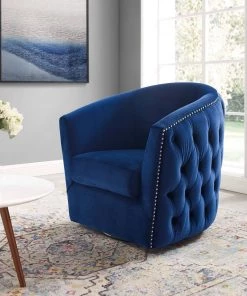 Modway Armchairs Rogue Swivel Performance Velvet Armchair Navy
