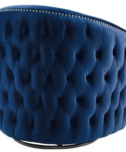 Modway Armchairs Rogue Swivel Performance Velvet Armchair Navy