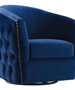 Modway Armchairs Rogue Swivel Performance Velvet Armchair Navy