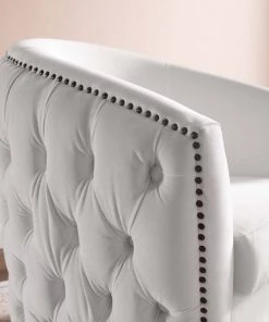 Modway Rogue Swivel Performance Velvet Armchair White