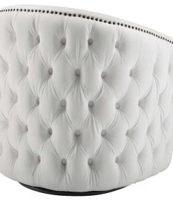 Modway Rogue Swivel Performance Velvet Armchair White