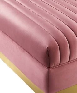 Modway Sectionals Sanguine 3 Piece Performance Velvet Sectional Sofa Set Dusty Rose