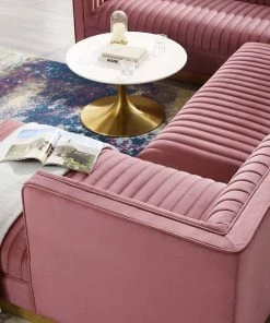 Modway Sectionals Sanguine 3 Piece Performance Velvet Sectional Sofa Set Dusty Rose