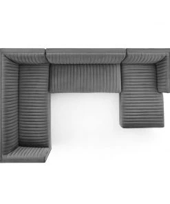 Modway Sanguine 3 Piece Performance Velvet Sectional Sofa Set Gray Sectionals