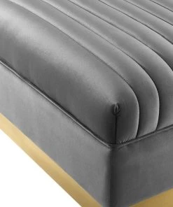 Modway Sanguine 3 Piece Performance Velvet Sectional Sofa Set Gray Sectionals