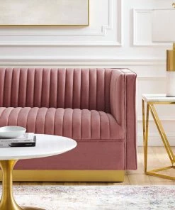 Modway Loveseats Sanguine Vertical Channel Tufted Performance Velvet Loveseat Dusty Rose