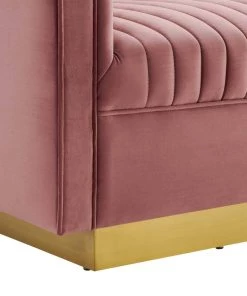 Modway Loveseats Sanguine Vertical Channel Tufted Performance Velvet Loveseat Dusty Rose