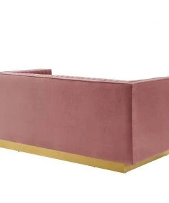 Modway Loveseats Sanguine Vertical Channel Tufted Performance Velvet Loveseat Dusty Rose