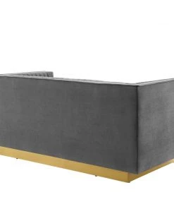 Modway Loveseats Sanguine Vertical Channel Tufted Performance Velvet Loveseat Gray