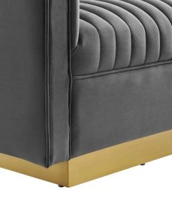 Modway Loveseats Sanguine Vertical Channel Tufted Performance Velvet Loveseat Gray