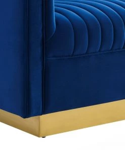 Modway Loveseats Sanguine Vertical Channel Tufted Performance Velvet Loveseat Navy