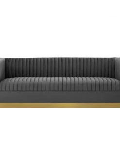 Modway SOFAS Sanguine Vertical Channel Tufted Performance Velvet Sofa Gray