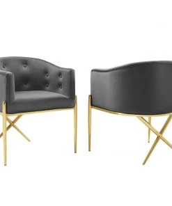 Modway Savour Accent Dining Armchair Performance Velvet Set Of 2 Charcoal