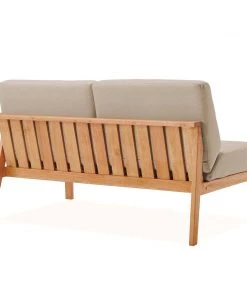 Modway Sedona Outdoor Patio Eucalyptus Wood Left-Facing Loveseat Natural Taupe Outdoor Sectional