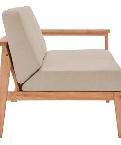 Modway Sedona Outdoor Patio Eucalyptus Wood Left-Facing Loveseat Natural Taupe Outdoor Sectional