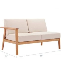 Modway Sedona Outdoor Patio Eucalyptus Wood Right-Facing Loveseat Natural Taupe Outdoor Loveseats