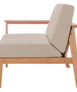 Modway Sedona Outdoor Patio Eucalyptus Wood Right-Facing Loveseat Natural Taupe Outdoor Loveseats