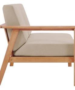 Modway Sedona Outdoor Patio Eucalyptus Wood Right-Facing Loveseat Natural Taupe Outdoor Loveseats