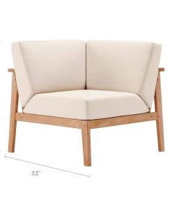 Modway Outdoor Sectional Sedona Outdoor Patio Eucalyptus Wood Sectional Sofa Corner Chair Natural Taupe