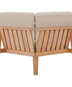 Modway Outdoor Sectional Sedona Outdoor Patio Eucalyptus Wood Sectional Sofa Corner Chair Natural Taupe