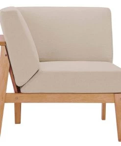 Modway Outdoor Sectional Sedona Outdoor Patio Eucalyptus Wood Sectional Sofa Corner Chair Natural Taupe