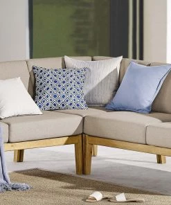 Modway Outdoor Sectional Sedona Outdoor Patio Eucalyptus Wood Sectional Sofa Corner Chair Natural Taupe