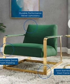 Modway Seg Performance Velvet Accent Chair Gold Emerald Accent Chairs