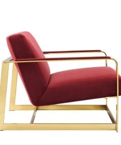 Modway Seg Performance Velvet Accent Chair Gold Maroon