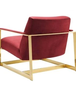 Modway Seg Performance Velvet Accent Chair Gold Maroon