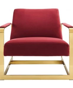 Modway Seg Performance Velvet Accent Chair Gold Maroon