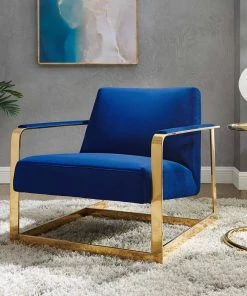 Modway Seg Performance Velvet Accent Chair Gold Navy