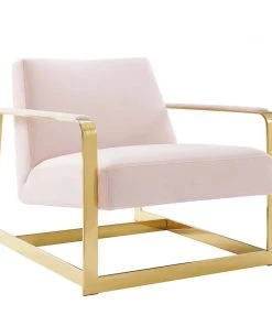 Modway Seg Performance Velvet Accent Chair Gold Pink
