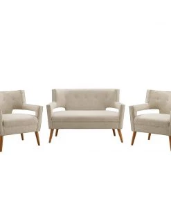 Modway Sheer 3 Piece Upholstered Fabric Set Sand