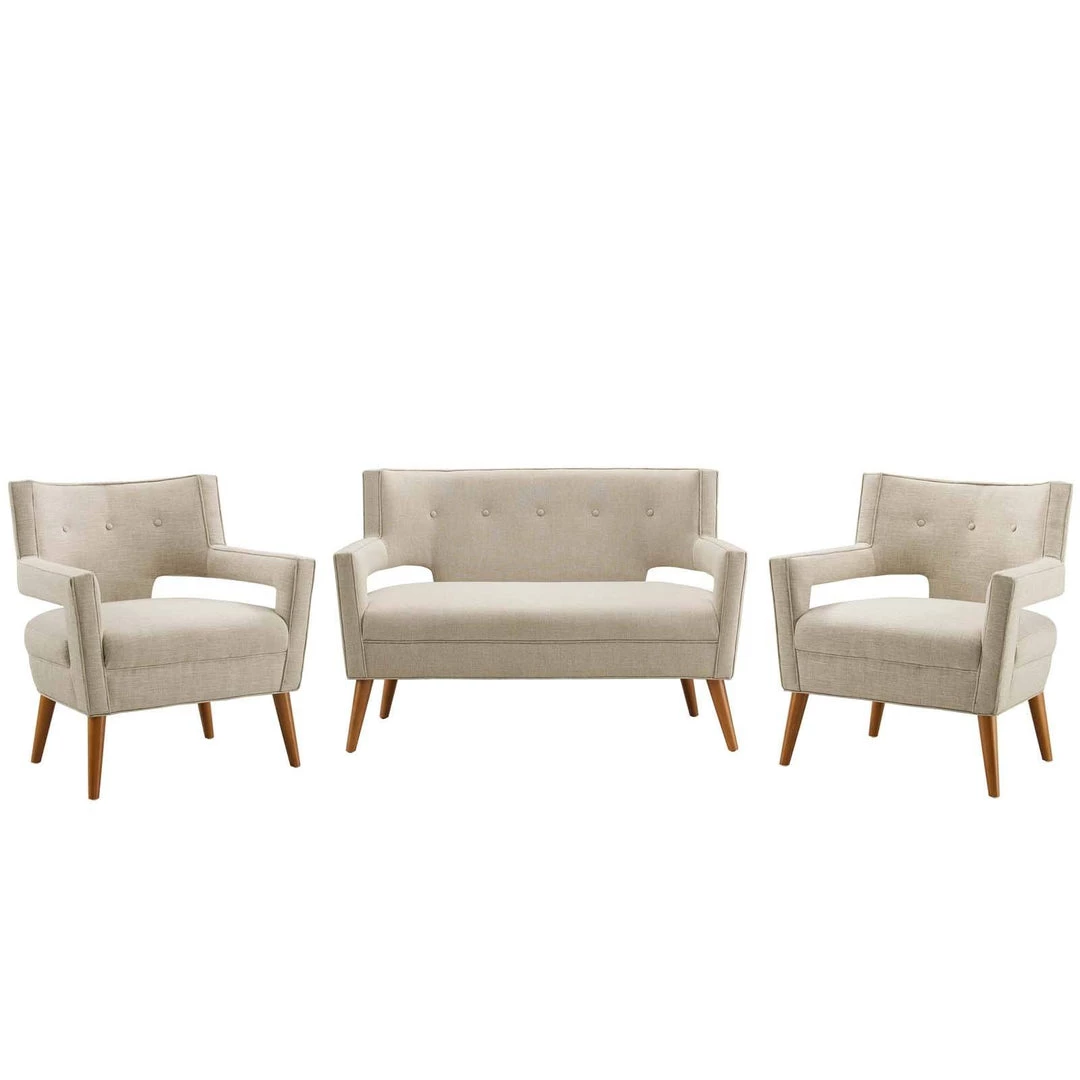 Modway Sheer 3 Piece Upholstered Fabric Set Sand 1 Modway Sheer 3 Piece Upholstered Fabric Set Sand