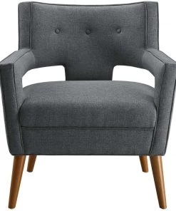 Modway Sheer Upholstered Fabric Armchair Gray Armchairs