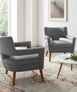 Modway Sheer Upholstered Fabric Armchair Set Of 2 Light Gray 8 Modway Sheer Upholstered Fabric Armchair Set Of 2 Light Gray