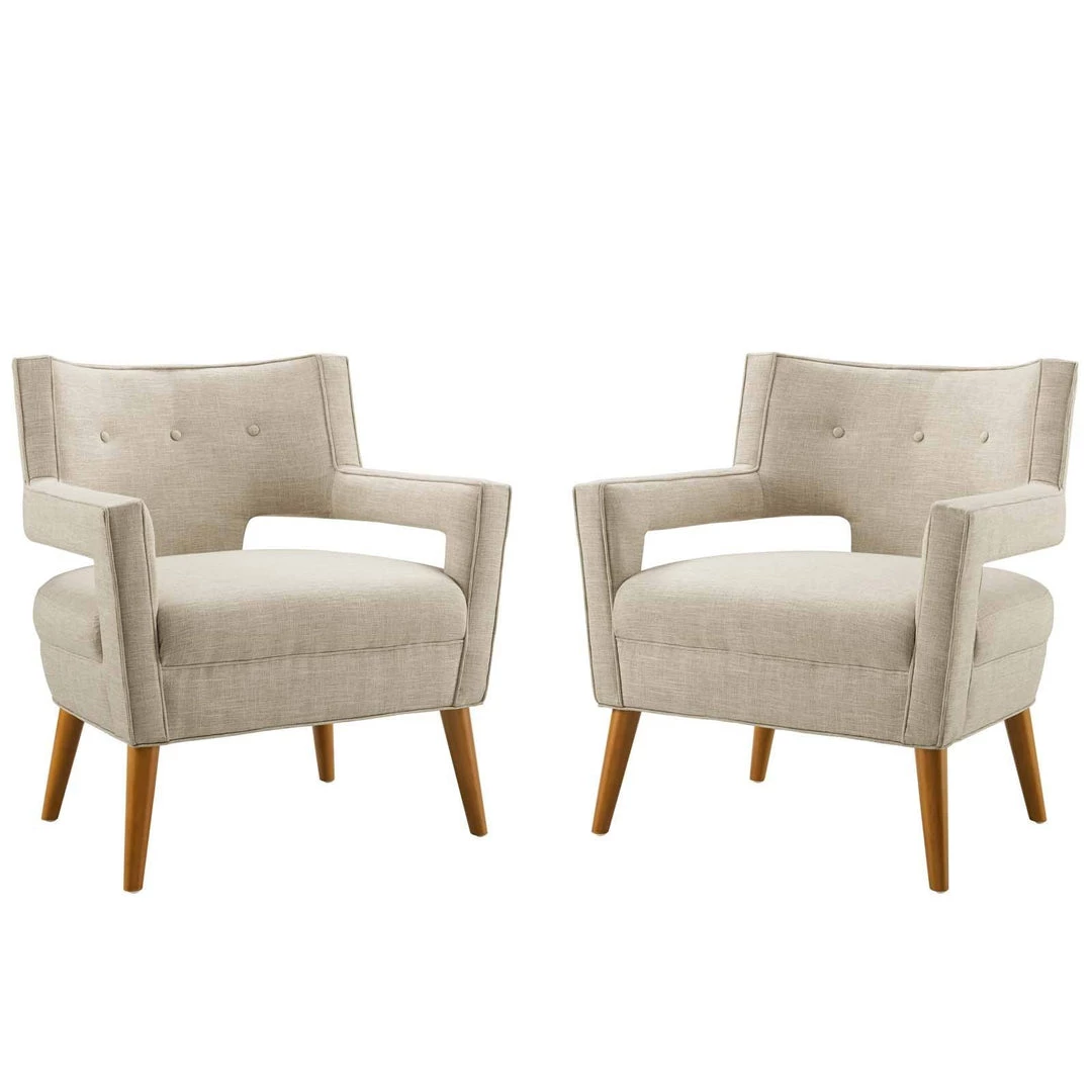 Modway Armchairs Sheer Upholstered Fabric Armchair Set Of 2 Sand 1 Modway Armchairs Sheer Upholstered Fabric Armchair Set Of 2 Sand
