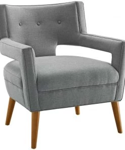 Modway Living Room Sets Sheer Upholstered Fabric Loveseat And Armchair Set Light Gray