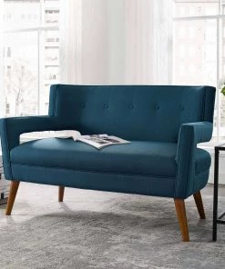 Modway Sheer Upholstered Fabric Loveseat Azure Loveseats