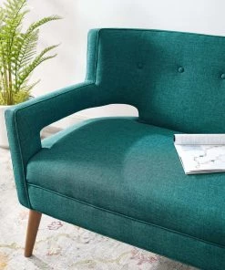 Modway Sheer Upholstered Fabric Loveseat Teal