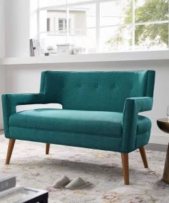 Modway Sheer Upholstered Fabric Loveseat Teal