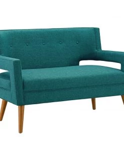 Modway Sheer Upholstered Fabric Loveseat Teal